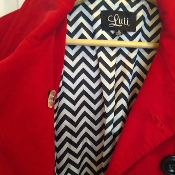Luii Anthropologie Double Breasted Red Jacket size Small - Picture 3 of 5